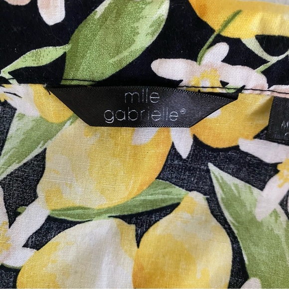 Mlle Gabrielle Lemon Print Yellow Black Halter A-line Midi Dress Size Small S - Picture 8 of 10